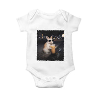 Funny Bunny Drinking Iced Coffee Baby Onesie Animal Meme Viral Internet