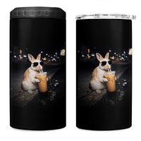 Funny Bunny Drinking Iced Coffee 4 in 1 Can Cooler Tumbler Animal Meme Viral Internet