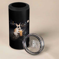 Funny Bunny Drinking Iced Coffee 4 in 1 Can Cooler Tumbler Animal Meme Viral Internet