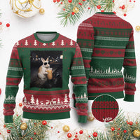 Funny Bunny Drinking Iced Coffee Ugly Christmas Sweater Animal Meme Viral Internet