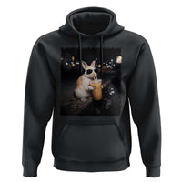 Funny Bunny Drinking Iced Coffee Hoodie Animal Meme Viral Internet