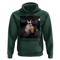 Funny Bunny Drinking Iced Coffee Hoodie Animal Meme Viral Internet