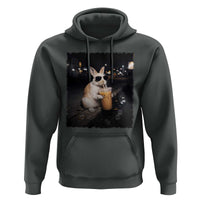 Funny Bunny Drinking Iced Coffee Hoodie Animal Meme Viral Internet