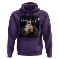 Funny Bunny Drinking Iced Coffee Hoodie Animal Meme Viral Internet