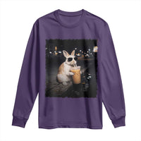 Funny Bunny Drinking Iced Coffee Long Sleeve Shirt Animal Meme Viral Internet