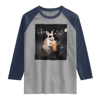 Funny Bunny Drinking Iced Coffee Raglan Shirt Animal Meme Viral Internet