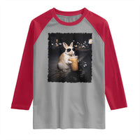 Funny Bunny Drinking Iced Coffee Raglan Shirt Animal Meme Viral Internet