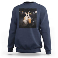 Funny Bunny Drinking Iced Coffee Sweatshirt Animal Meme Viral Internet