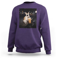 Funny Bunny Drinking Iced Coffee Sweatshirt Animal Meme Viral Internet