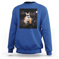 Funny Bunny Drinking Iced Coffee Sweatshirt Animal Meme Viral Internet