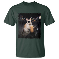 Funny Bunny Drinking Iced Coffee T Shirt Animal Meme Viral Internet