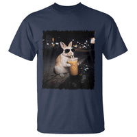 Funny Bunny Drinking Iced Coffee T Shirt Animal Meme Viral Internet