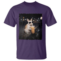Funny Bunny Drinking Iced Coffee T Shirt Animal Meme Viral Internet
