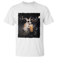 Funny Bunny Drinking Iced Coffee T Shirt Animal Meme Viral Internet