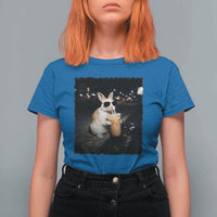 Funny Bunny Drinking Iced Coffee T Shirt For Women Animal Meme Viral Internet