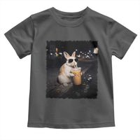 Funny Bunny Drinking Iced Coffee Toddler T Shirt Animal Meme Viral Internet