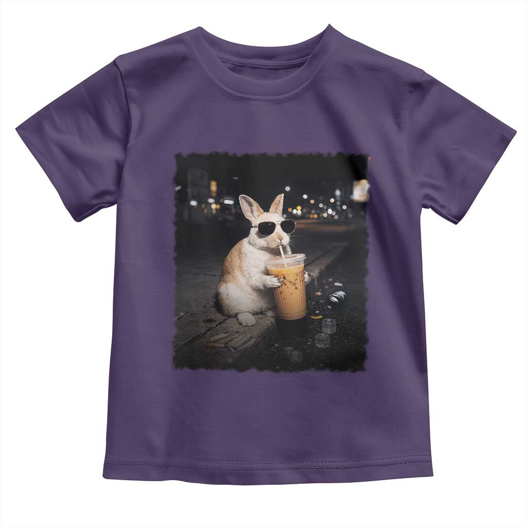 Funny Bunny Drinking Iced Coffee Toddler T Shirt Animal Meme Viral Internet