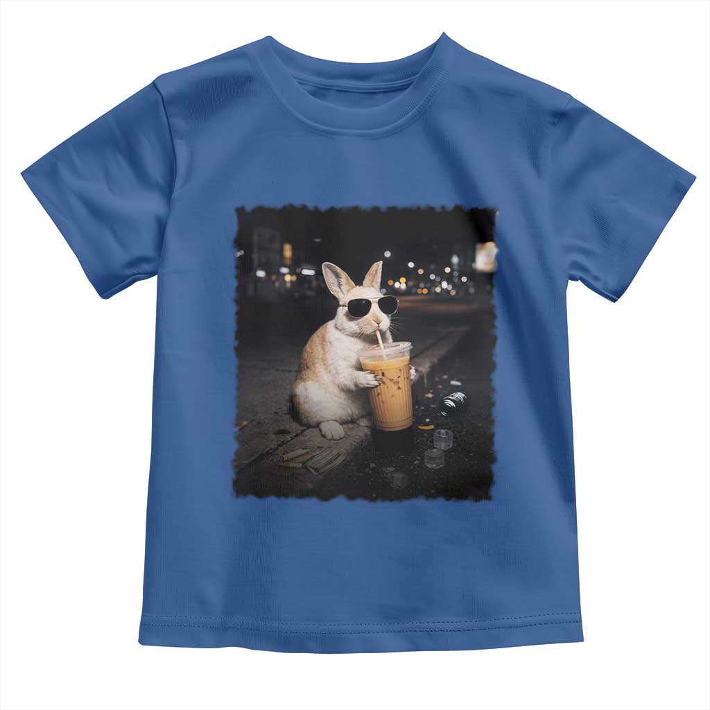 Funny Bunny Drinking Iced Coffee Toddler T Shirt Animal Meme Viral Internet