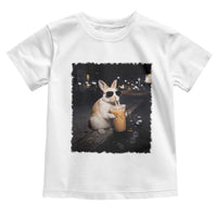 Funny Bunny Drinking Iced Coffee Toddler T Shirt Animal Meme Viral Internet