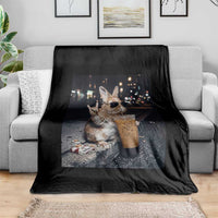 Funny Bunny Drinking Diet Coke Throw Blanket Vintage 90s Graphic Meme