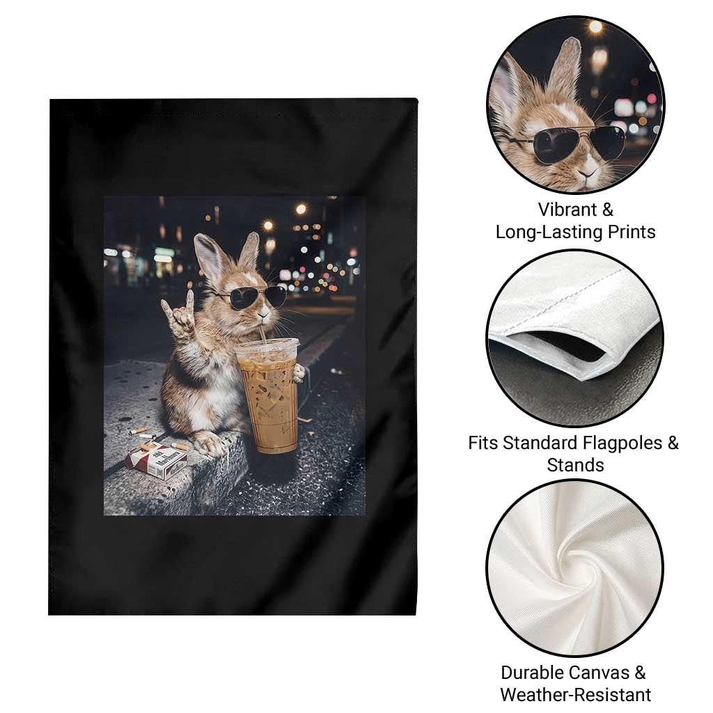 Funny Bunny Drinking Diet Coke Garden Flag Vintage 90s Graphic Meme