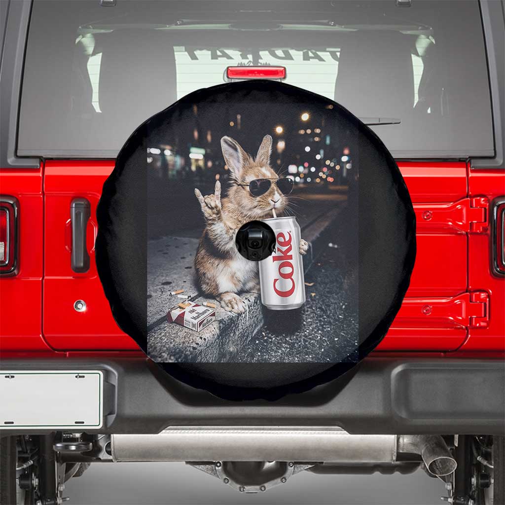 Funny Bunny Drinking Diet Coke Spare Tire Cover Vintage 90s Graphic Meme