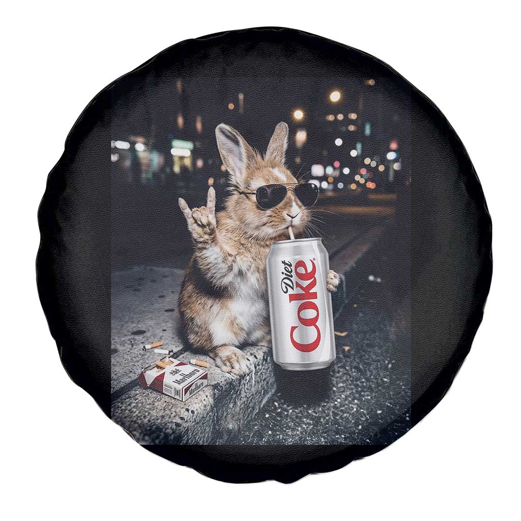 Funny Bunny Drinking Diet Coke Spare Tire Cover Vintage 90s Graphic Meme