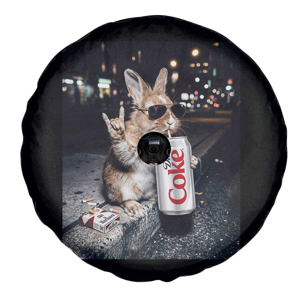 Funny Bunny Drinking Diet Coke Spare Tire Cover Vintage 90s Graphic Meme