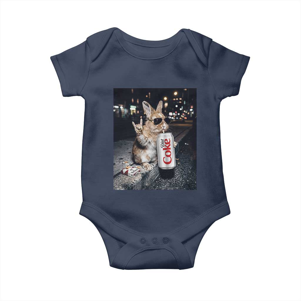 Funny Bunny Drinking Diet Coke Baby Onesie Vintage 90s Graphic Meme
