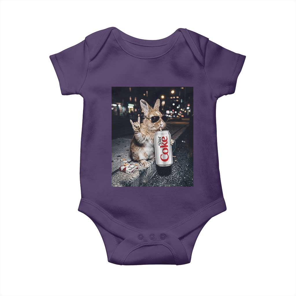 Funny Bunny Drinking Diet Coke Baby Onesie Vintage 90s Graphic Meme