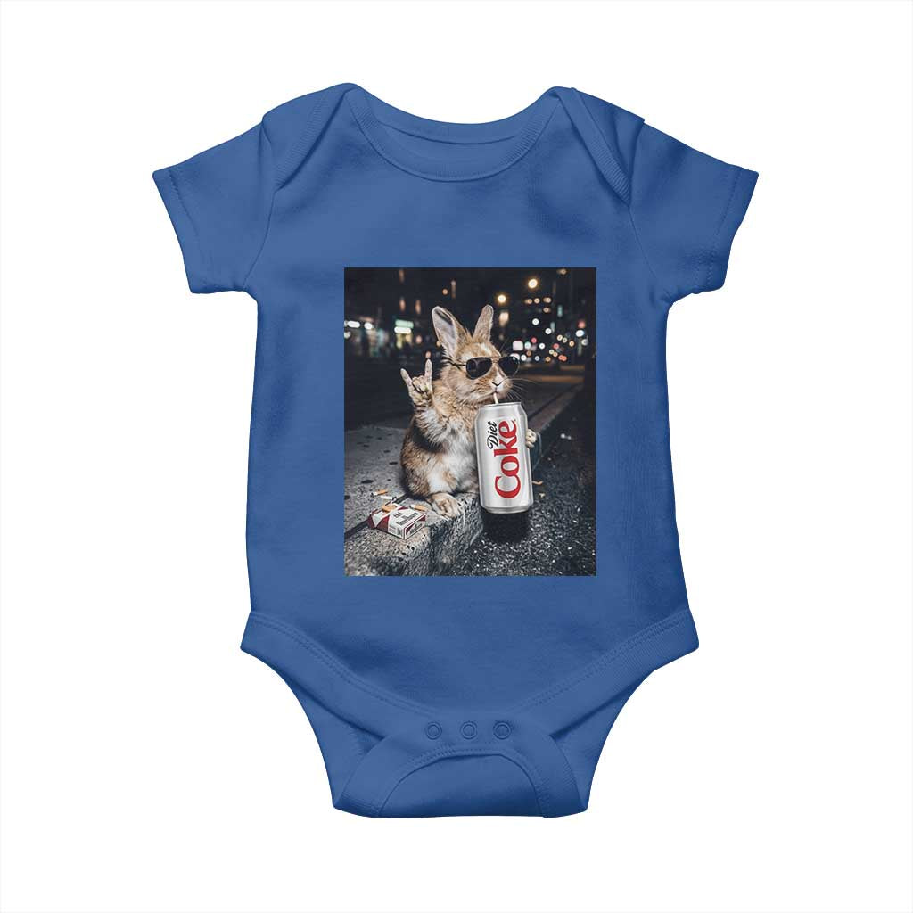Funny Bunny Drinking Diet Coke Baby Onesie Vintage 90s Graphic Meme