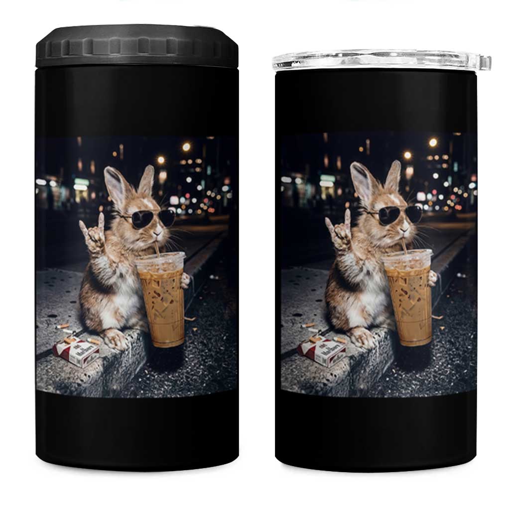 Funny Bunny Drinking Diet Coke 4 in 1 Can Cooler Tumbler Vintage 90s Graphic Meme