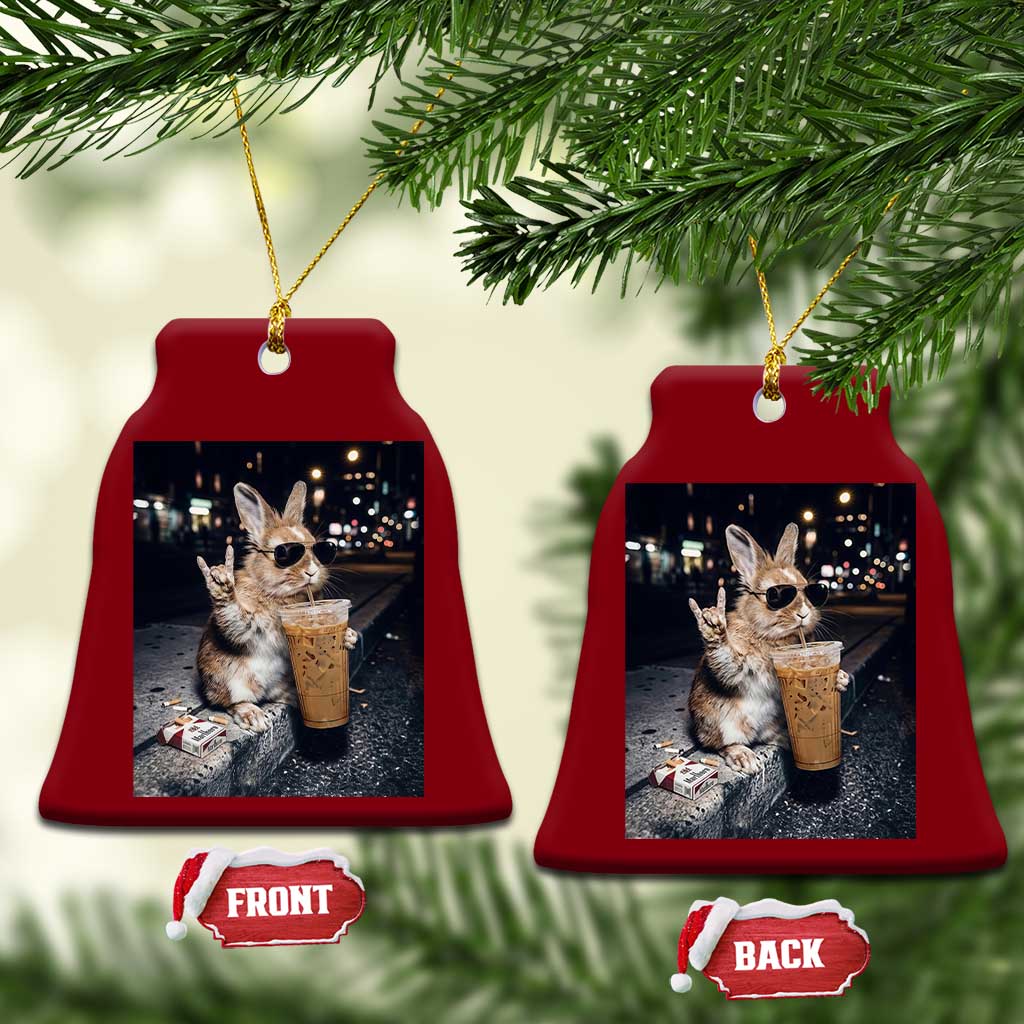 Funny Bunny Drinking Diet Coke Ceramic Ornament Vintage 90s Graphic Meme