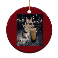 Funny Bunny Drinking Diet Coke Ceramic Ornament Vintage 90s Graphic Meme