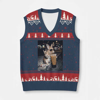 Funny Bunny Drinking Diet Coke V-Neck Knit Sweater Vest Vintage 90s Graphic Meme