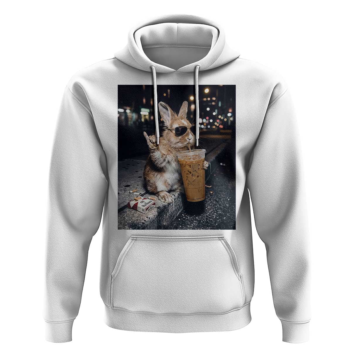 Funny Bunny Drinking Diet Coke Hoodie Vintage 90s Graphic Meme
