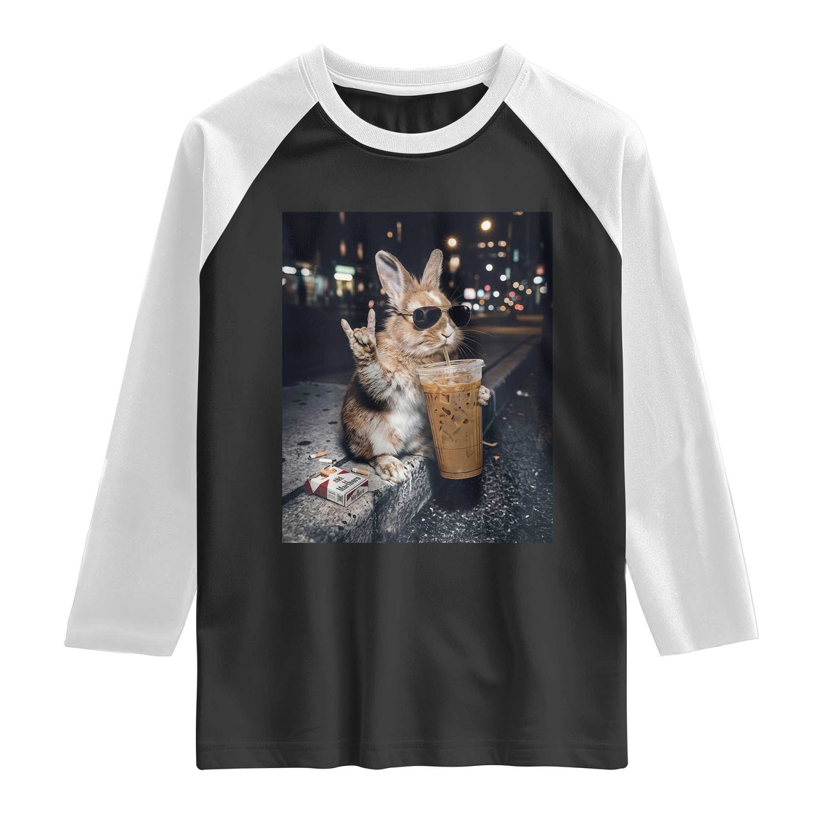 Funny Bunny Drinking Diet Coke Raglan Shirt Vintage 90s Graphic Meme