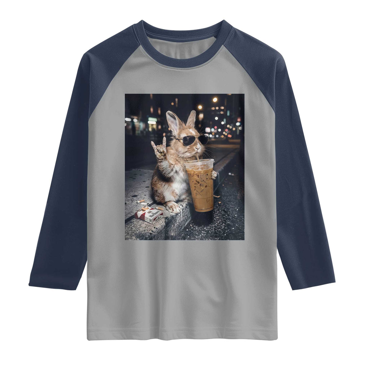 Funny Bunny Drinking Diet Coke Raglan Shirt Vintage 90s Graphic Meme