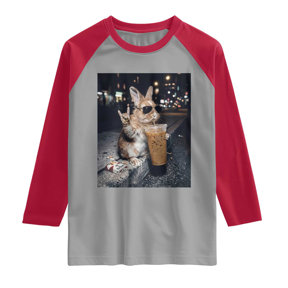 Funny Bunny Drinking Diet Coke Raglan Shirt Vintage 90s Graphic Meme
