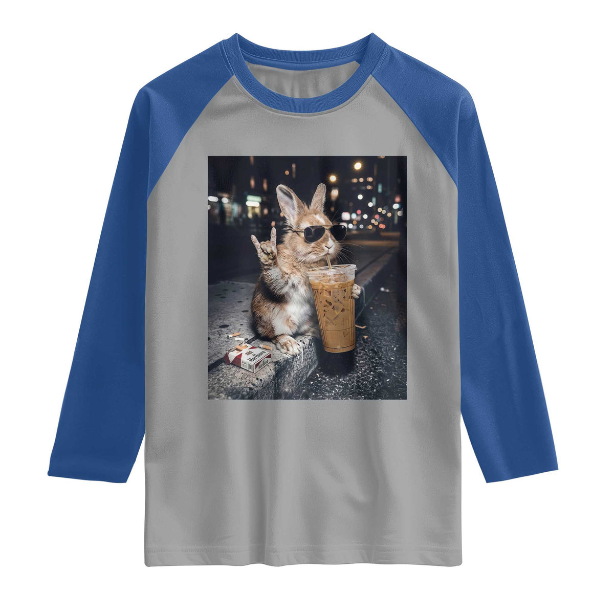 Funny Bunny Drinking Diet Coke Raglan Shirt Vintage 90s Graphic Meme