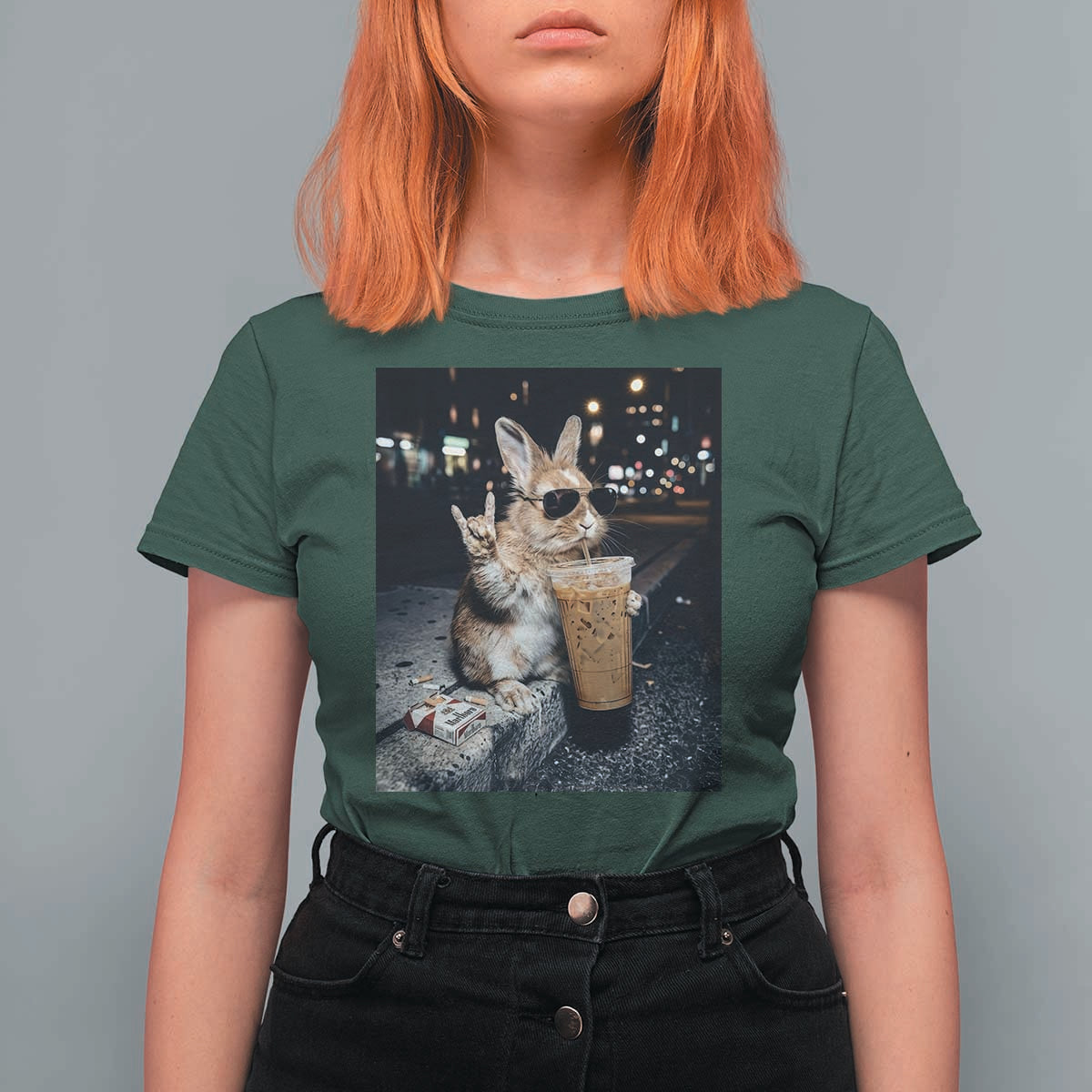 Funny Bunny Drinking Diet Coke T Shirt For Women Vintage 90s Graphic Meme