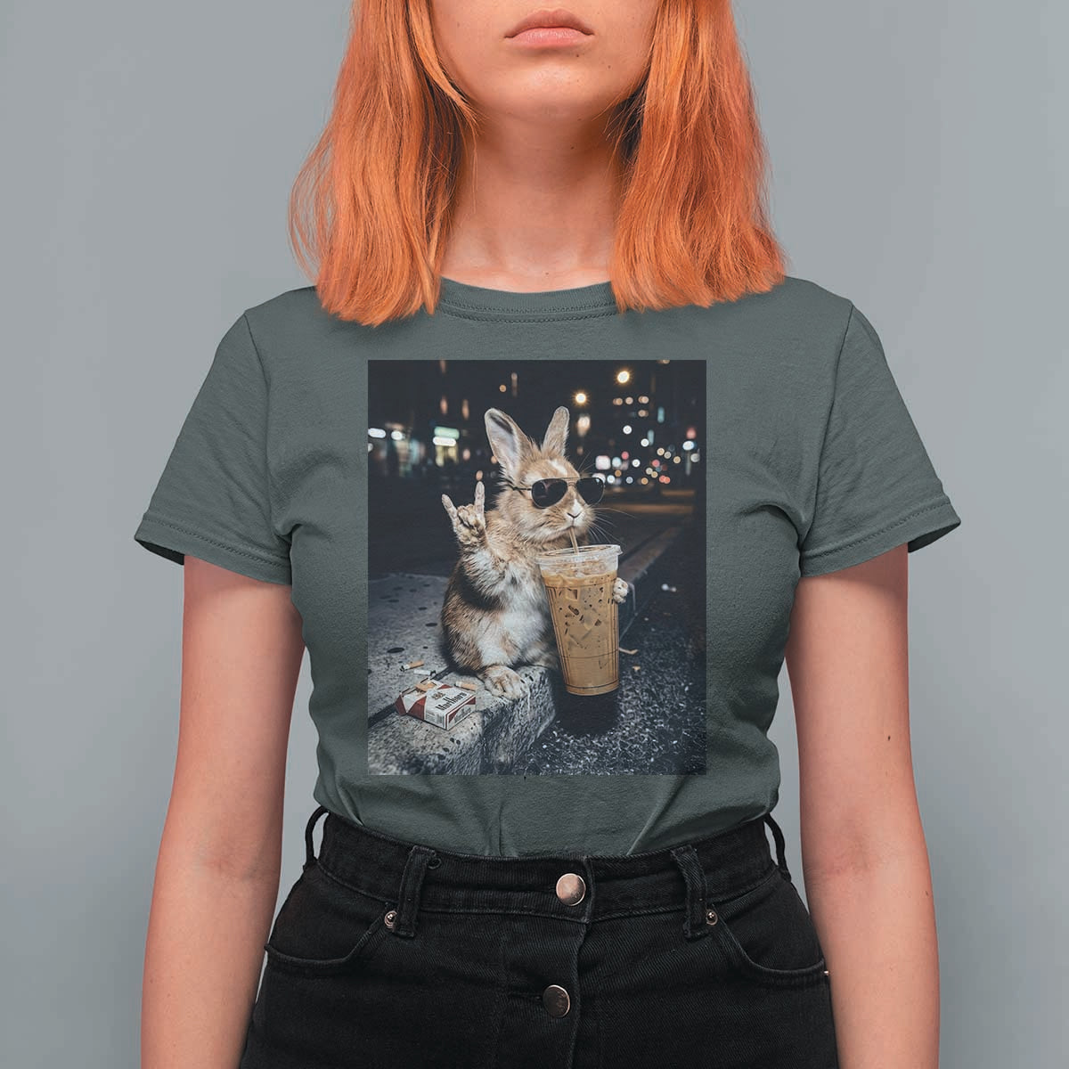 Funny Bunny Drinking Diet Coke T Shirt For Women Vintage 90s Graphic Meme