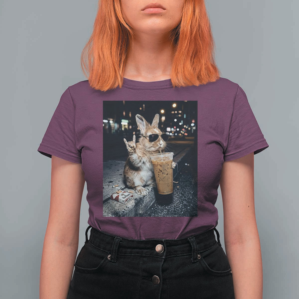Funny Bunny Drinking Diet Coke T Shirt For Women Vintage 90s Graphic Meme