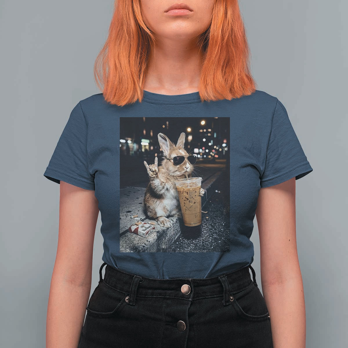 Funny Bunny Drinking Diet Coke T Shirt For Women Vintage 90s Graphic Meme