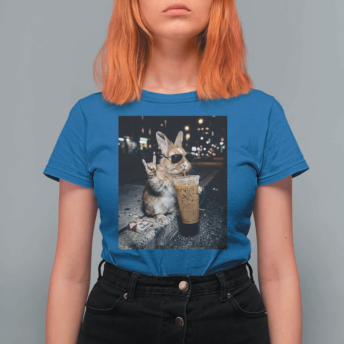 Funny Bunny Drinking Diet Coke T Shirt For Women Vintage 90s Graphic Meme