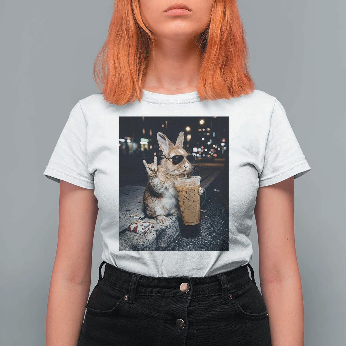 Funny Bunny Drinking Diet Coke T Shirt For Women Vintage 90s Graphic Meme