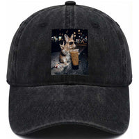 Funny Bunny Drinking Diet Coke Washed Cotton Baseball Cap Vintage 90s Graphic Meme