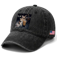 Funny Bunny Drinking Diet Coke Washed Cotton Baseball Cap Vintage 90s Graphic Meme