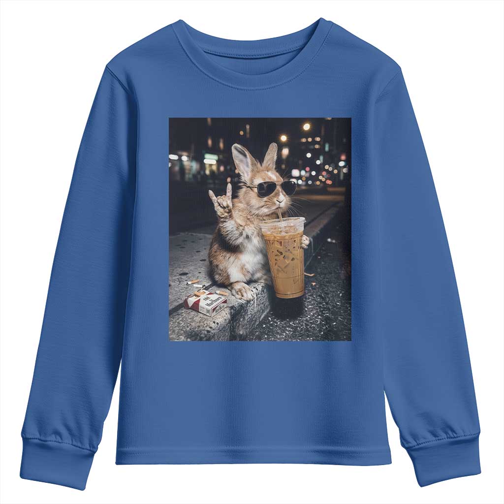 Funny Bunny Drinking Diet Coke Youth Sweatshirt Vintage 90s Graphic Meme