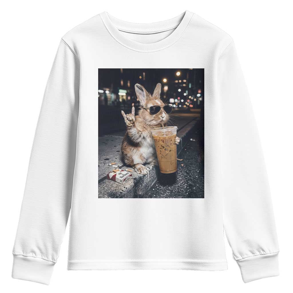 Funny Bunny Drinking Diet Coke Youth Sweatshirt Vintage 90s Graphic Meme